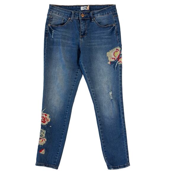 Royalty For Me Women's 6 Midrise Boho Embroidered Jeans Medium Wash - Picture 1 of 9